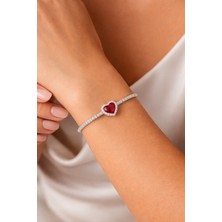 Shemora Tek Taş Kalp Detaylı Su Yolu Çelik Bileklik