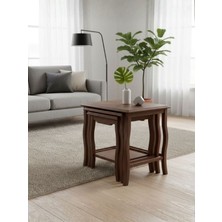 Gazzini Furniture Wawe 4'lü Ahşap Zigon Sehpa