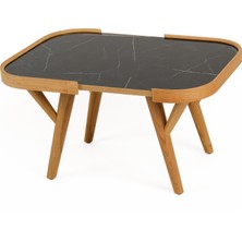 Eymense Butterfly Yan Sehpa Mermer Desen Siyah