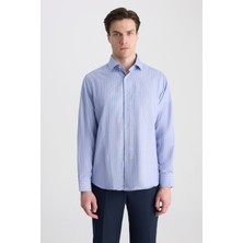 D'S Damat Ds Damat Regular Fit Lacivert Çizgili Gömlek 5HF02IG25100M