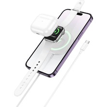 Hoco CW50 15W Airpods + Apple Watch+Iphone 3in1 Kablosuz Manyetik Hızlı Şarj Alet - TK002M-6XSD7