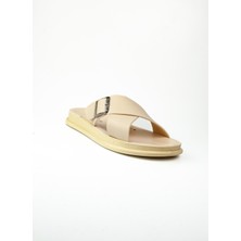 Babalı Polen 1006 Bej Eva Çapraz Tokalı Erkek Terlik