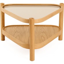 Eymense Nesta Camlı Yan Sehpa Meşe