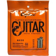 Orphee NX35 Klasik Gitar Teli Seti (Orta Seviye - Full Set) | Gümüş Kaplama (Silver Plated) Baslar, Şeffaf Naylon Tizler, Korozyona Dayanıklı Kaplama | Uyum: 4/4 Standart Klasik Gitarlar