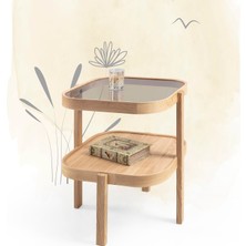 Eymense Milan Camlı Kare Yan Sehpa