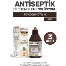 Batiqonix (3 Adet) 50 ml Povidon Iyot Çözeltisi %10 | Antiseptik Cilt Temizleme Solüsyonu | Batikon