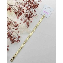 Xuping Gold Renk Yunan Desenli Kadın Çelik Bileklik | Kararma Yapmaz | Paslanmaz Çelik