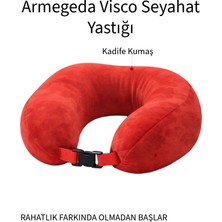 armegeda sıradışı tasarımlar Armegeda Visco Seyahat Yastığı Boyun Destekli 212 Kırmızı – Ergonomik Kadife Kumaş