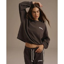 Adanola Varsity Loose Fit Sweatshirt - Coffee Bean/marshmallow White
