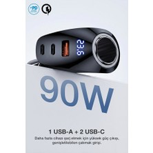 Kensa 90W Type-C USB Araç Şarjı – Süper Hızlı Pd 4.0 & Qc 3.0 Çakmaklık Şarj Adaptörü