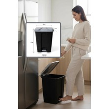 Elefan Slim Pedallı Çöp Kovası 30 Lt -Siyah - Hijyenik Ayaklı Çöp Tenekesi İç ve Dış Mekan