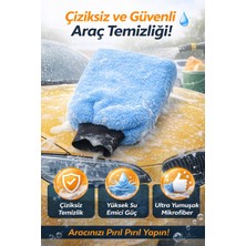 Dat35 IzmirGlove Mavi Mikrofiber Oto Yıkama Eldiveni Pasta Cila Araba Temizlik Arac Bakım Bezi Pro
