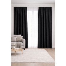 Vi Home Lüks 1.sınıf Elegance Series Siyah Petek Kadife Dokulu Tek Kanat Düz Dikim Adafon Perde