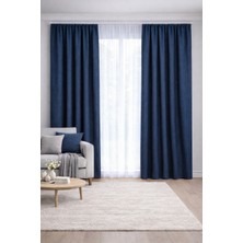 Vi Home Lüks 1.sınıf Elegance Series Lacivert Petek Kadife Dokulu Tek Kanat Düz Dikim Adafon Perde