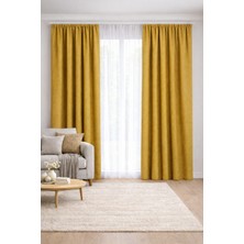 Vi Home Lüks 1.sınıf Elegance Series Hardal Sarısı Petek Kadife Dokulu Tek Kanat Düz Dikim Adafon Perde