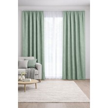 Vi Home Lüks 1.sınıf Elegance Series Su Yeşili Petek Kadife Dokulu Tek Kanat Düz Dikim Adafon Perde