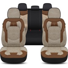 Minderland Eren Serisi Her Araca Uyumlu Oto Koltuk Kılıfı Tam Set Keten / Taba