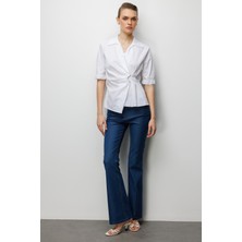 Ekol Beli Büzgülü Kısa Kollu Pamuklu Bluz  2046