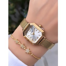 Orijinal Çelik Kordon Kadın Kol Saati 3 Atm Su Geçirmezlik Gold Renk Bileklik Hediyeli DK951C1