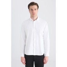 Twn Slim Fit Beyaz Armürlü Gömlek 5EF02GL11288M