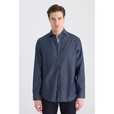 D'S Damat Ds Damat Comfort Indigo Düz Gömlek 5HC02PH06327M