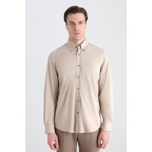 D'S Damat Ds Damat Comfort Bej Örme Gömlek 5HC02TD02265M