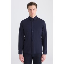 D'S Damat Ds Damat Slim Fit Lacivert Örme Gömlek 5HC020702280M