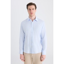 Twn Slim Fit Mavi Armürlü Gömlek 5EF02HD12282M