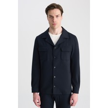 D'S Damat Ds Damat Comfort Lacivert Düz Gömlek Ceket 5HC04LI07442M