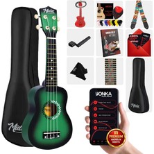 Midex UKX-500GR Sunburs Efektli Maun Soprano Ukulele Full Set