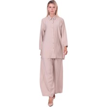 Invee Sade Modal Pantolonlu Takım Bej