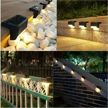 4 Adet Solar Güneş Enerjili Şarj Edilen LED Lamba Köşebent Merdiven Veranda Bahçe Aydınlatma