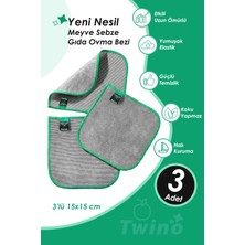 Hamur Twino 3'lü Meyve Sebze Ovma Bezi Güçlü Mikrofiber Islak Kuru Temizlik Mutfak Gıda Temizleme Bezi