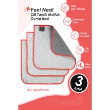 Hamur Twino 3'lü Ocak Fırın Mutfak Temizlik Bezi 20X20 Güçlü Sert Mikrofiber Çizmez Zor Kir Teli Ovma Bezi
