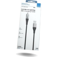 Acl 2.4A Apple  Uyumlu Hızlı USB Lightning Sarj Kablosu 12W - 1.2m Ledli