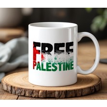 BB Design Free Palestine Tasarımlı Beyaz Seramik Baskılı Kupa Bardak 330 ml