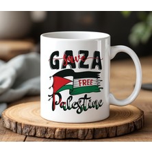 BB DESIGN Free Palestine Tasarımlı Beyaz Seramik Baskılı Kupa Bardak 330 ml