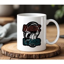 BB DESIGN Love Music Tasarımlı Beyaz Seramik Baskılı Kupa Bardak 330 ml