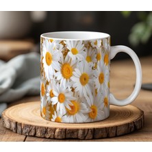 BB DESIGN Papatya Tasarımlı Beyaz Seramik Baskılı Kupa Bardak 330 ml