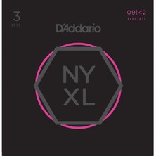 Daddario NYXL0942-3P Elektro Gitar Tel Seti | Nyxl Nickel Wound, 3'lü Paket, .009-.042