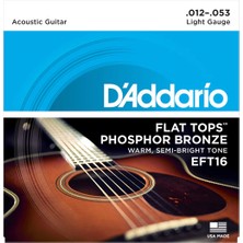D'addario EFT16 Akustik Gitar Tel Seti (Regular Light - 12-53 - Phosphor Bronze)