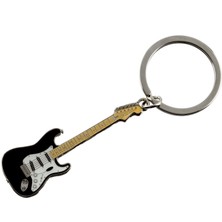 Fender 9100327400 Stratocaster Anahtarlık (Siyah) | Gitar Tutkunları Için Siyah Strat Kafa Tasarımlı Metal Anahtarlık