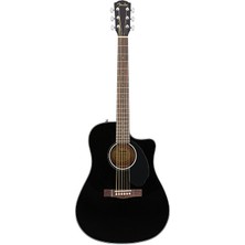 Fender 0970113006 CD-60SCE Dreadnought Elektro Akustik Gitar (Siyah) | Kesik Kasa Masif Ladin Kapak ve Dahili Tuner
