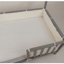 Carino Wins 90X190 cm Montessori Yataklar Için Yan Koruma Seti Ekru ve Beyaz