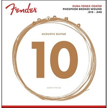 Fender 0730860402 860XL Phosphor Bronze Dura-Tone Kaplamalı Akustik Gitar Teli (10-48) | Extra Light Kaplamalı Set Rahat Çalım ve Uzun Süre Değişmeyen Ton