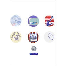 On Dijital Baskı Merkezi Balık Temalı 6 Adet Rozet Seti