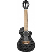 Lanikai Qm-Bkcec Quilted Maple Concert Elektro Ukulele (Siyah) | Şık Siyah Burst Sahne Işıltısı