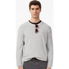 Lacoste Erkek Classic Fit Piramit Örgü %100 Yün Kazak Gri