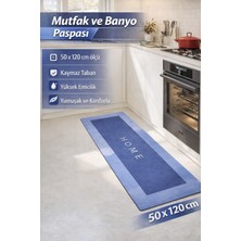 Manosta ( 1 Adet ) Mavi Renk 50X120 cm Banyo, Mutfak Paspası Kaymaz Tabanlı Su Emici - Kolay Temizlenir