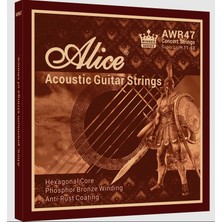 Alice AWR47-SL Akustik Gitar Teli (11-52 Phosphor Bronze) | Fosfor Bronz Sarım ile Zengin Harmonikler ve Uzun Süreli Parlak Tını